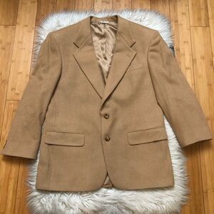 Vintage Saks Fifth Avenue 100% Camel Hair Classic Tan Mens Blazer size L